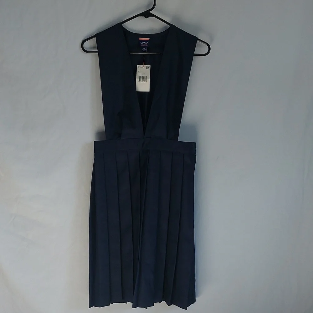 French Toast Little Girls V-Neck Pleated Jumper Navy Size 16‎